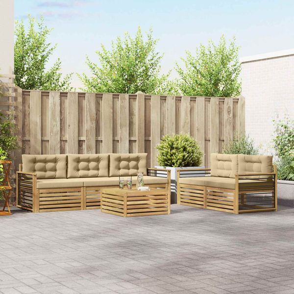 vidaXL Outdoor-Sofagarnitur 6 pcs Weiß und Beige 3390058