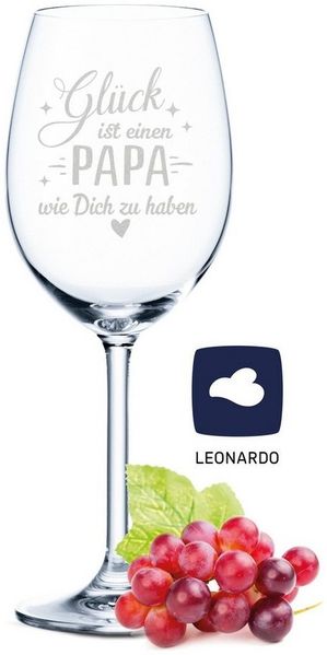 GRAVURZEILE Rotweinglas Leonardo Weinglas mit Gravur - Glück ist einen Papa wie Dich zu haben, Glas, graviertes Geschenk für Papa zum Vatertag