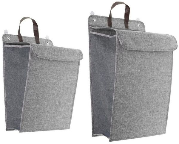 Gravidus Wäschesack 2er Set Wäschesammler mit Deckel in Grau aus Baumwolle und Kunststoff