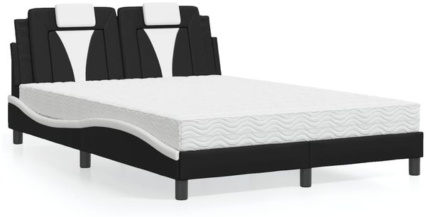 vidaXL Bett "Viana" mit Matratze Schwarz und Weiß 140x200 cm Kunstleder 3208801