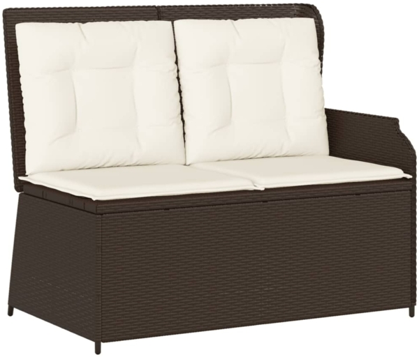 vidaXL Gartenbank Verstellbar mit Kissen Braun Poly Rattan 368938