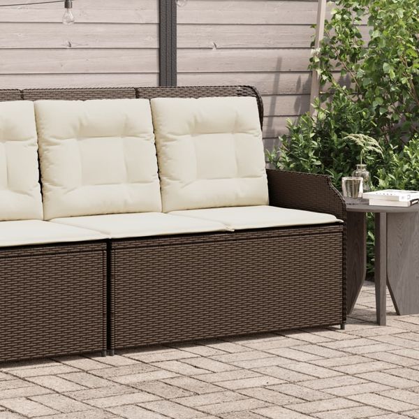 vidaXL Gartenbank Verstellbar mit Kissen Braun Poly Rattan 368938