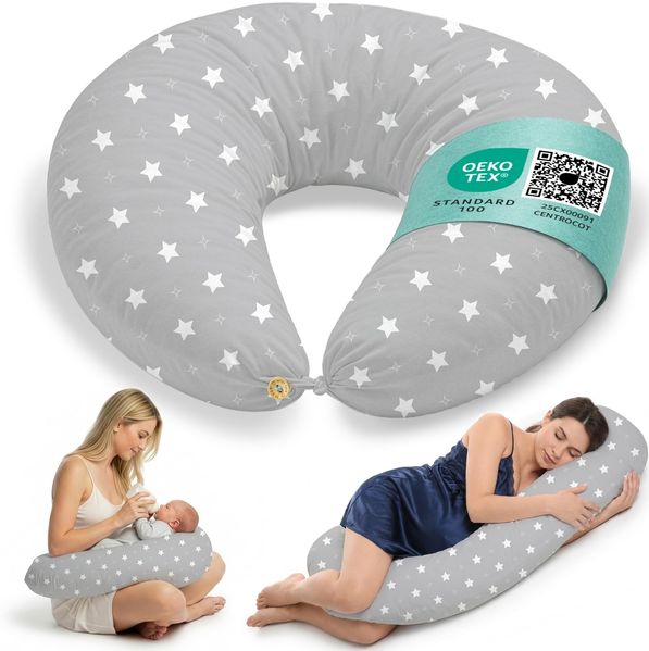 Stillkissen Schwangerschaftskissen XXL 200x70 cm Lagerungskissen für Baby/Erwachsene Kissen für Schwangere Seitenschläferkissen mit Bezug aus Baumwolle Ergonomisch & Multifunktional 100% Waschbar