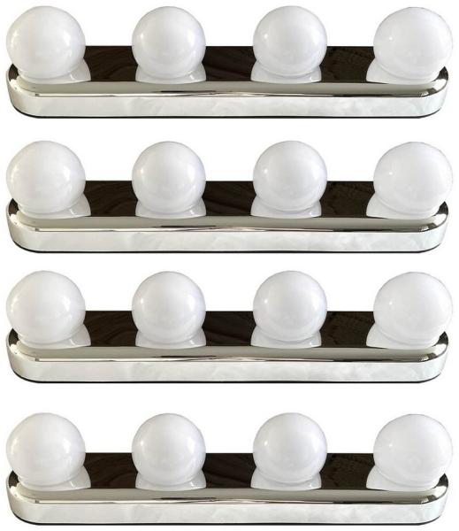 HAC24 LED Spiegelleuchte 4er Set LED Spiegellampe Spiegel Kosmetik Make Up Leuchte Lampe, mit Saugnäpfen