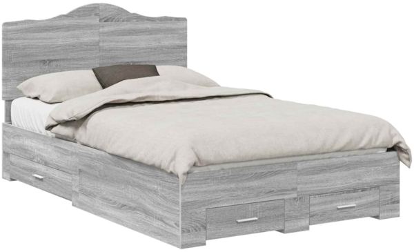 vidaXL Bettrahmen Graues Sonoma 120 x 200 cm Holzwerkstoff 3413626