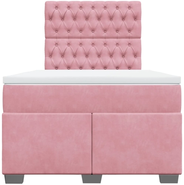 vidaXL Boxspringbett mit Matratze Rosa 120x200 cm Samt 3290893 Bild 3
