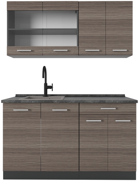 Singleküche R-Line Edelgrau/Anthrazit 140 cm , AP Anthrazit Vicco