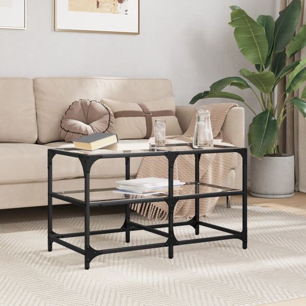 vidaXL Couchtisch mit Glasplatte Transparent 78,5x40x45 cm Stahl 846010