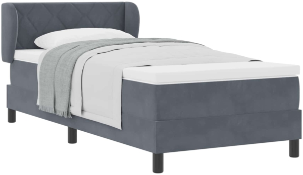 vidaXL Boxspringbett mit Matratze Dunkelgrau 90 x 190 cm Samt 3340419