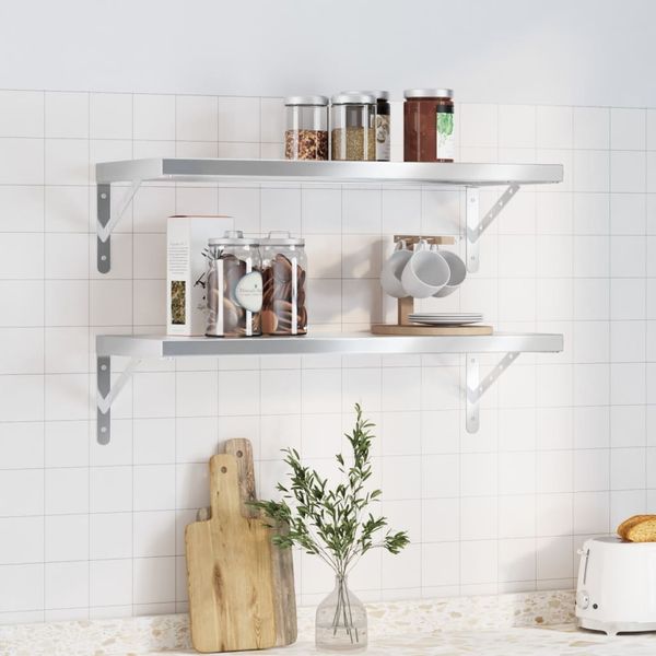 vidaXL Wandregale 2 Stk. 75x30 cm Silbern Edelstahl 3214506