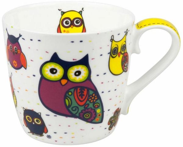 Könitz Colourful Animals Eulen Weiß Becher, Tasse, Kaffeetasse, Bone China, 415 ml, 11 2 057 1400