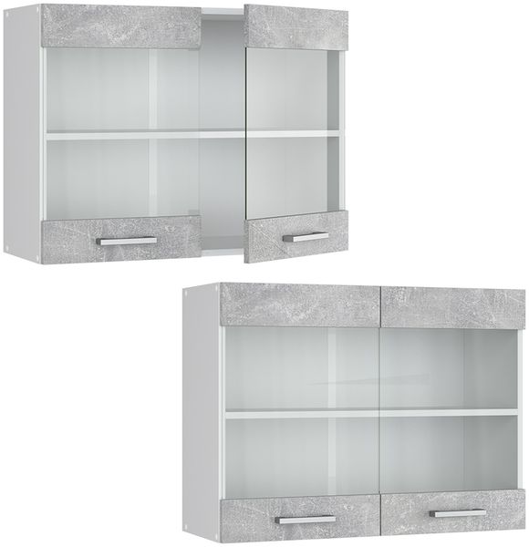 Hängeschrank R-Line Beton 80 cm mit Glastüren Vicco Bild 6