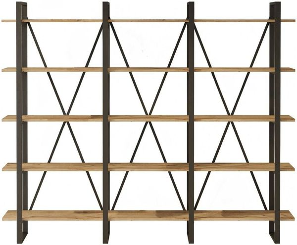 Dmora Bücherregal Altano, Büroregal, Mobiler Buchhalter, Bücherbrett, 220x34h180 cm, Eiche
