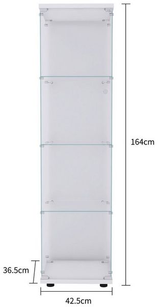 Furnishings Home Vitrine Glasvitrine stehend Standvitrine mit Glastüren, 2 bis 4 Ebenen (42.5 x 36.5 x 164 cm, 4 Fächer, Mit Sicherheitsschloss) perfekt für Sammler, Sammlervitrine Bild 2