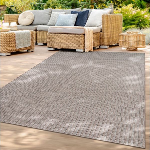 TT Home Teppich Diele, Flur, Küche, Außenbereich, Rechteckig, Höhe: 4 mm, Balkon Garten Wohnzimmer Boho Muster Skandinavisch Einfarbig Modern