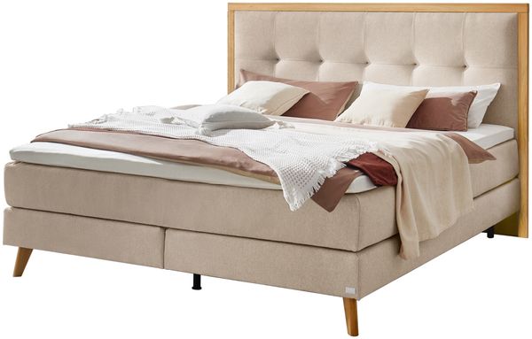 Marisol Boxspringbett braun Eiche MassivholzPolyester/Polyamid/Viskose 206cm x 168cm x 125cm