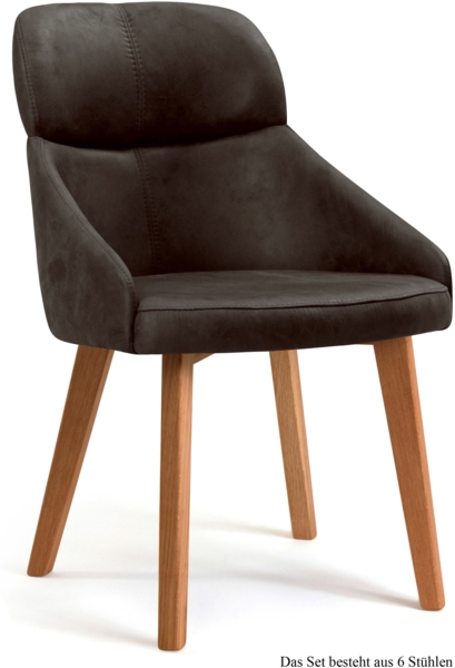 Esszimmerstuhl (6er-Set) Dasya 52 x 82 x 63 Eiche geölt/Espresso
