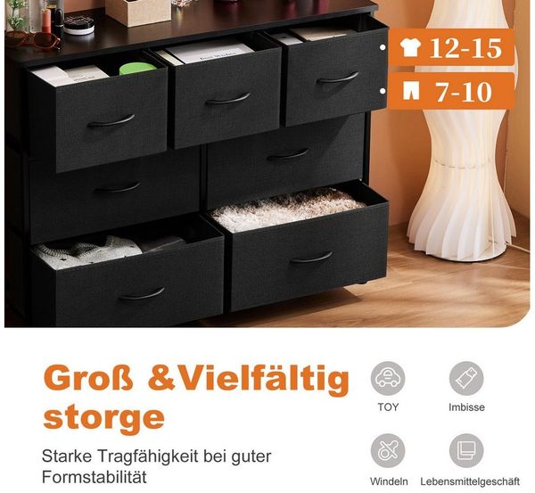 DUMOS Stauraumschrank Kommode mit Stoffschubladen, Stoffkommode für Schlafzimmer Geeignet Schubladenschränke