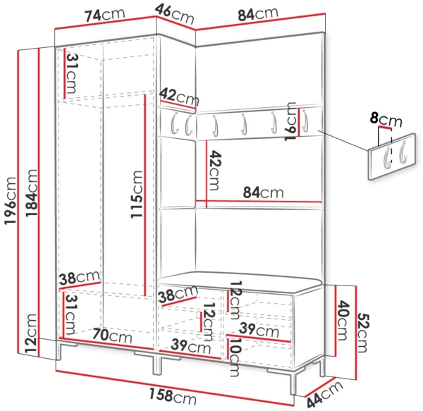 Garderoben-Set Zinetto IX, Craft Gold, Farbe: Manila 09 Bild 4