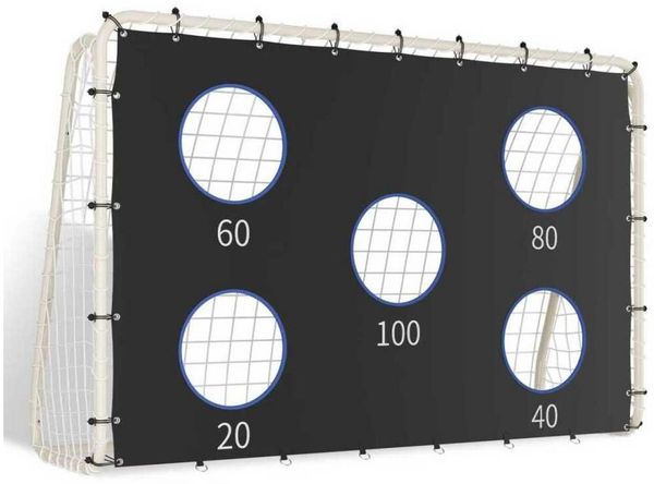 BBWL Fußballtor mit Schusswand 2in1 Netz Trainings Tor mit Spikes Stahlrahmen, 240x170 cm Kinder Fußballtor wetterfest Outdoor Trainingsgerät Garten
