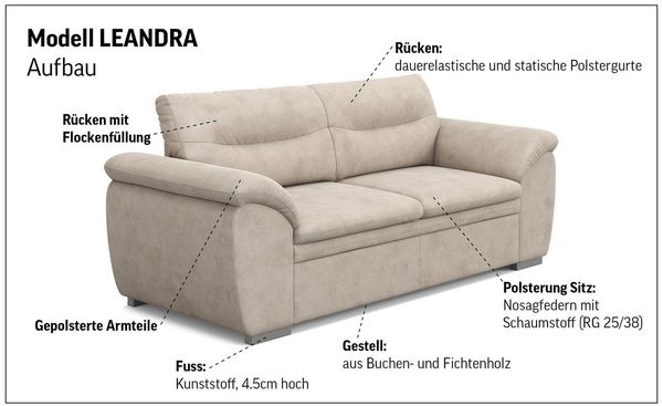 COTTA 2,5-Sitzer Leandra, Polstergarnitur, auch als Set erhältlich Bild 2