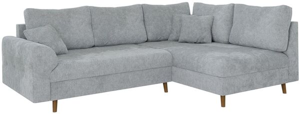 S-Style Möbel Ecksofa Kristian mit Holzfüßen im skandinavischen Stil aus Chenille-Stoff, Ottomane links oder rechts bestellbar, mit Wellenfederung