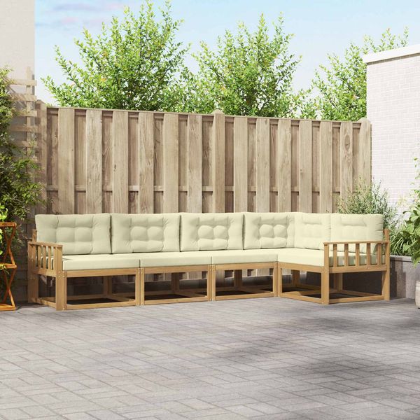 vidaXL Outdoor-Sofagarnitur mit Kissen 4 pcs Weiß und Creme Polyester 3386439