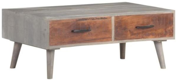 vidaXL Couchtisch Grau 100x60x40 cm Raues Mango-Massivholz 321808