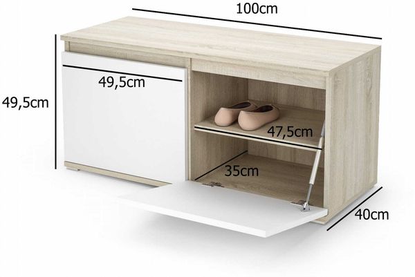 Garderoben-Set CLEO, Moderner Kleiderschrank mit Polsterplatten und Schuhschrank – Ideal für Flur und Eingangsbereich (Sonoma Eiche, Trinity 14), 185 x 40 x 190 cm Bild 6