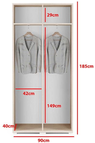 Garderoben-Set CLEO, Moderner Kleiderschrank mit Polsterplatten und Schuhschrank – Ideal für Flur und Eingangsbereich (Sonoma Eiche, Trinity 14), 185 x 40 x 190 cm Bild 5