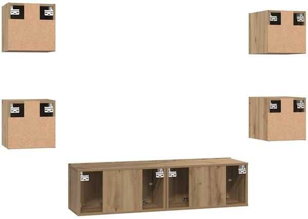vidaXL TV-Schrankset Wandmontiert 6 pcs Artisan-Eiche Holzwerkstoff 3393143 Bild 9
