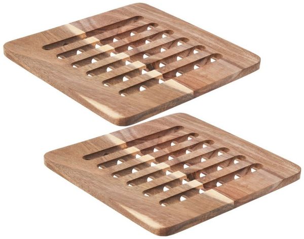 Koopman Topfuntersetzer Untersetzer Pfannenuntersetzer Akazie 20x20 cm Eckig/Rund 2 er Set, 2-tlg, 2tlg, Akazienholz, 20x20 cm, Luftdurchlässig, Hitzeschutz