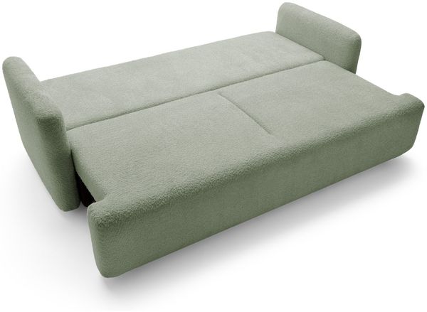 Selsey 'Lambina' 3-Sitzer Sofa mit Schlaffunktion und Bettkasten, Bouclé, Salbeigrün Bild 3