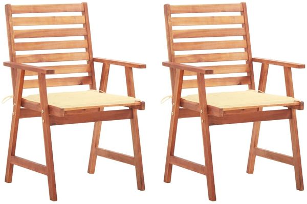 vidaXL Garten-Essstühle 2 Stk. mit Kissen Massivholz Akazie 3064322