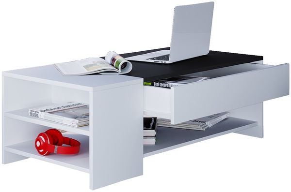 VCM Beistelltisch & Couchtisch Tindus 914521 Weiß / Schwarz H. 35 x B. 100 x T. 50 cm