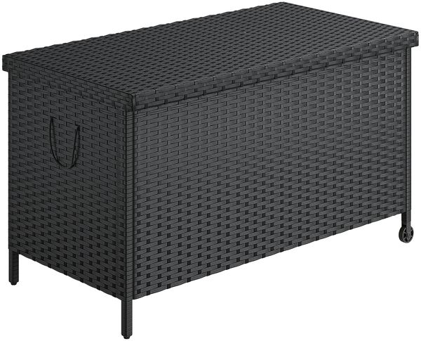 STEELSØN 'Serion' Polyrattan Aufbewahrungsbox 235 Liter, schwarz, 110x55x60 cm, wetterfest, Auflagenbox mit Innentasche Bild 10