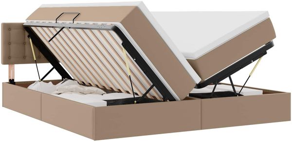 vidaXL Bett mit Stauraum und LED Cappuccino 180 x 200 cm Kunstleder 3371544 Bild 2