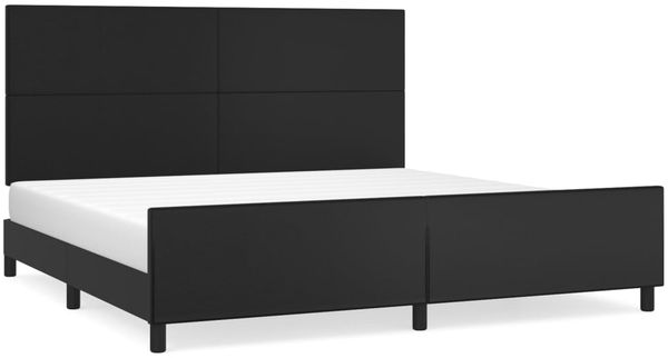 Doppelbett, Bettgestell Modernen mit Kopfteil Schwarz 200x200 cm Kunstleder d1154e