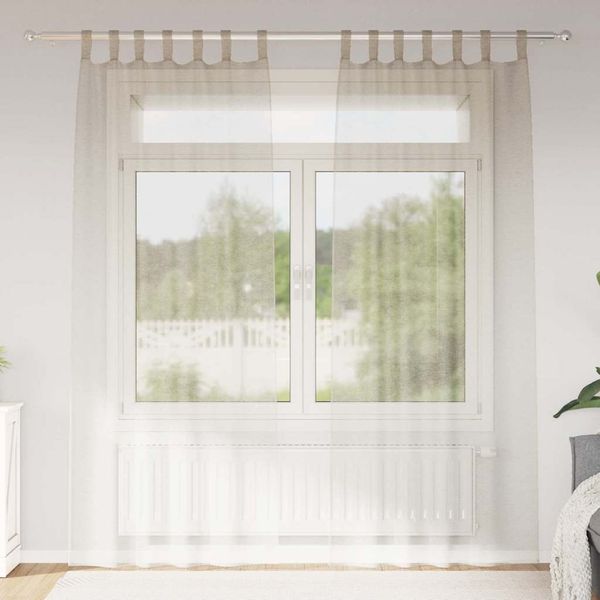 vidaXL Voile-Vorhang mit Vorhängen 2 pcs Sand 245 x 140 cm Polyester 4108045