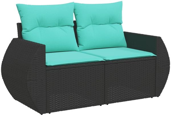 vidaXL 6-teiliges Gartensofa-Set mit Kissen, schwarzes Polyrattan 3221426 Bild 5