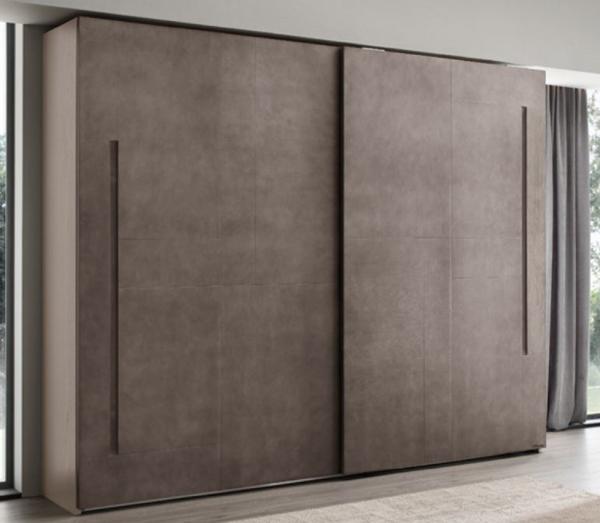 Casa Padrino Luxus Schlafzimmerschrank Grau 295 x 68 x H. 250 cm - Massivholz Kleiderschrank mit 2 Schiebetüren - Schlafzimmer Möbel - Luxus Qualität