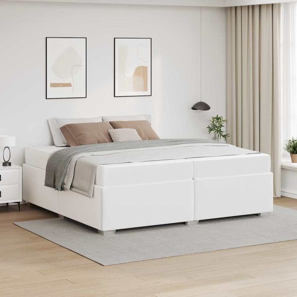 vidaXL Bettrahmen mit Matratze Weiß 200 x 200 cm Stoff 3399251