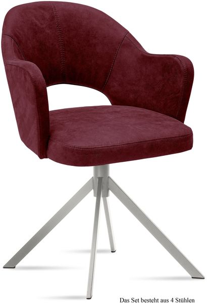 Armlehnstuhl (4er-Set) Dorris 59x87x61 Edelstahl/Marsala