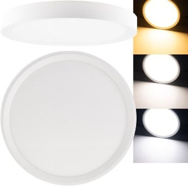 ChiliTec LED Deckenleuchte 23cm 18W CCT 3 Lichtfarben einstellbar 230V Flach 25mm Innenbeleuchtung Gehäuse Weiß [Energieklasse F]