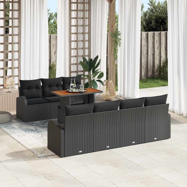 vidaXL Garten-Sofa-Set mit Kissen 8 pcs Schwarz 3349547