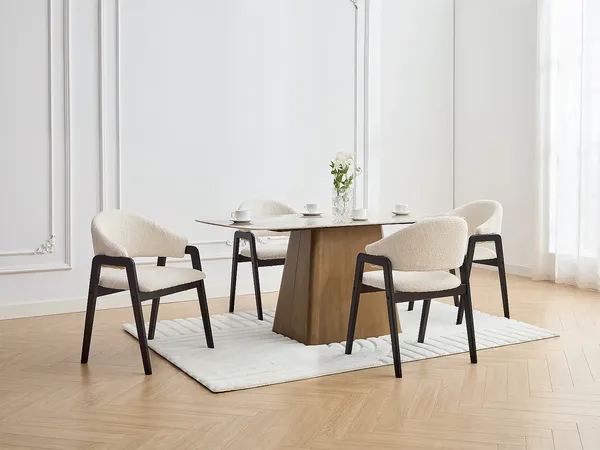 Vente-unique - SOLUNA Stuhl Stoff Weiß - B 53,5 cm x H 82 cm x L 56 cm