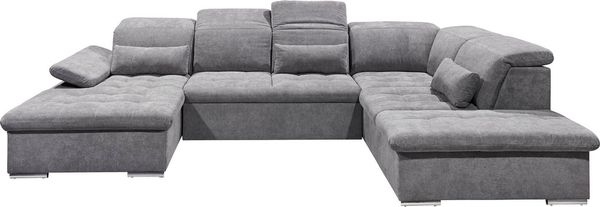 ED EXCITING DESIGN Wohnlandschaft Wayne U-Form, mit Bettfunktion, Bettkasten, Nierenkissen, frei im Raum stellbar etc.