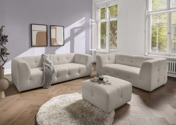 Sofa Set Velice 2,5er+2er+Hocker Benformato | Nero
