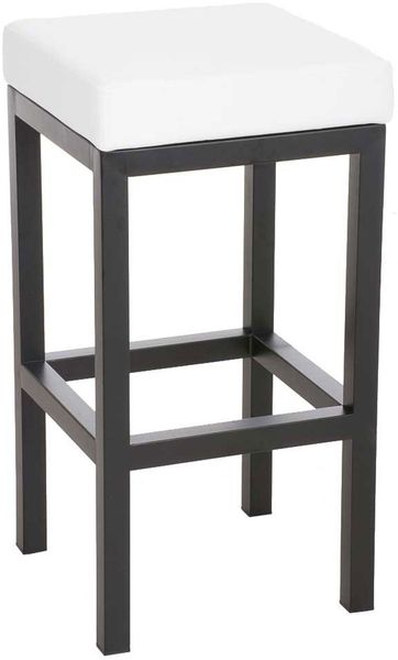 Barhocker KIEL - Weiß, Kunstleder, Stahl, 85cm Höhe Barhocker ohne Lehne Barstuhl Tresenhocker Tresenstuhl Kneipenhocker Kneipenstuhl