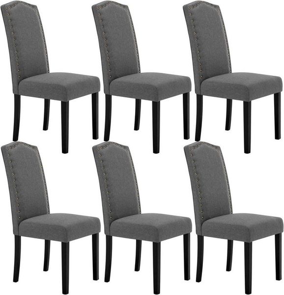 Woltu 4-Fußstuhl (Set, 6 St), Esszimmerstühle mit Rückenlehne, Leinenbezug